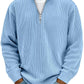 Corduroy Zipper Stand Collar Sweatshirt Fashion Warm Solid Color Long Sleeve Top Men's Casual Polo Shirt Clothing