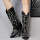 Women's Low Heel Sleeve Western Embroidered Round Toe Boots