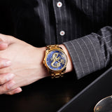 Chinese Fashion Dragon Totem Embossed Stainless Steel Strap Men