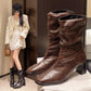 Large Size Women's Autumn And Winter High Heel Plus Fat Botton Width Ankle Boots