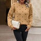 Ins Polka Dot Print Pullover Sweater Fashion Casual Long-sleeved Jacquard Knitted Top Winter Round Neck Clothing For Women