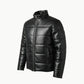 Black Faux Leather Puffer Jacket