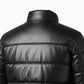Black Faux Leather Puffer Jacket