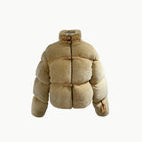 Cream Straps Mohair Fur Jacket