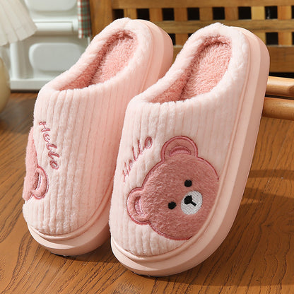 EVA Thick-soled Cotton Slippers Cartoon Bear Plush Cotton Slippers