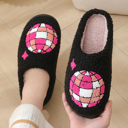 Comfortable Home Warm Cartoon Embroidered Balloon Cotton Slippers