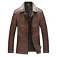 Middle-aged And Elderly Men's Cotton Lapel Leather Jacket