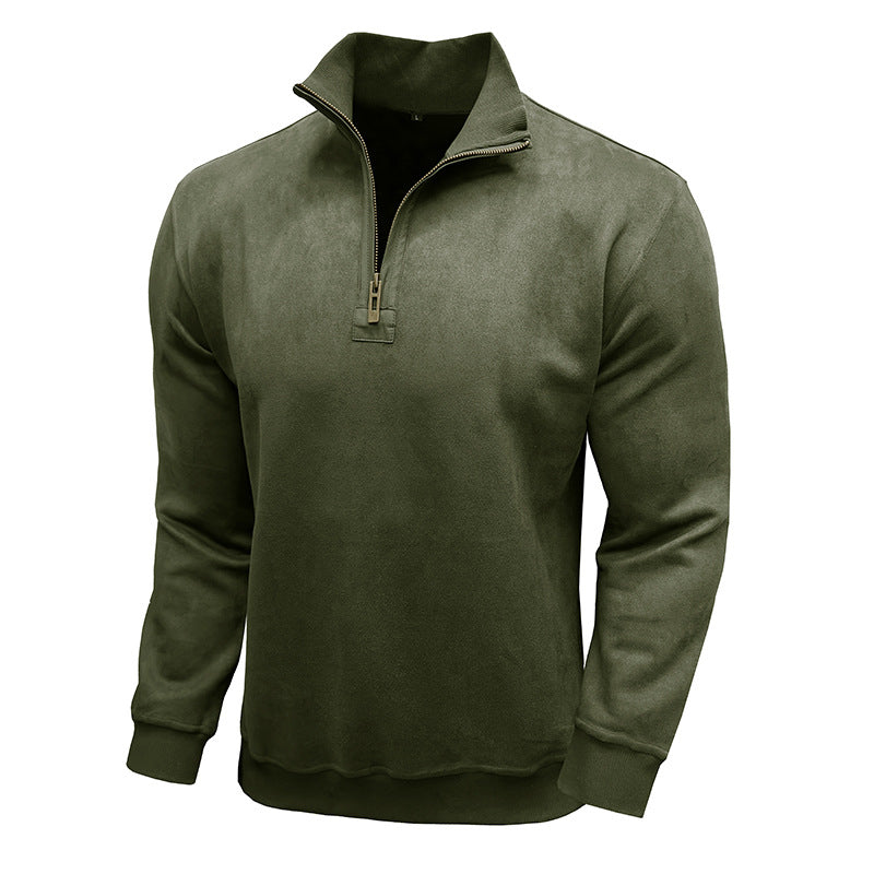 Men's Long-sleeved Zipped Stand Collar Sweater