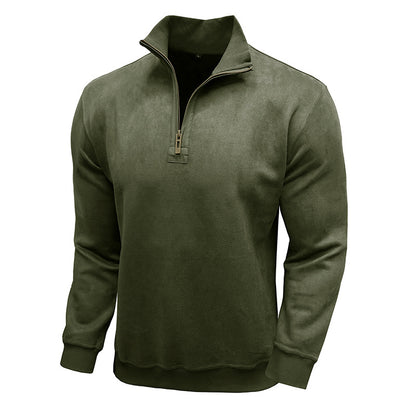 Men's Long-sleeved Zipped Stand Collar Sweater