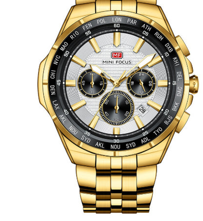 Multifunctional Waterproof Quartz Watch Luminous Steel Strap