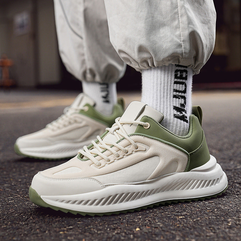 Men's Platform Lightweight Soft Sole Sports Leather Casual Sneakers