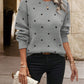 Ins Polka Dot Print Pullover Sweater Fashion Casual Long-sleeved Jacquard Knitted Top Winter Round Neck Clothing For Women