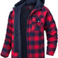 Men's Plaid Hooded Coat Winter Warm Button Zip-up Jacket Fashion Casual Thick Padded Long Sleeves Outerwear Clothing