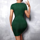 High-waisted Elegant Commuter Green Slit Sexy Dress