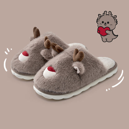 Cartoon Cotton Slippers Inner Velvet Insulated Cotton-padded Shoes
