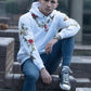 Solid Color Embroidered Men's Sweatshirt