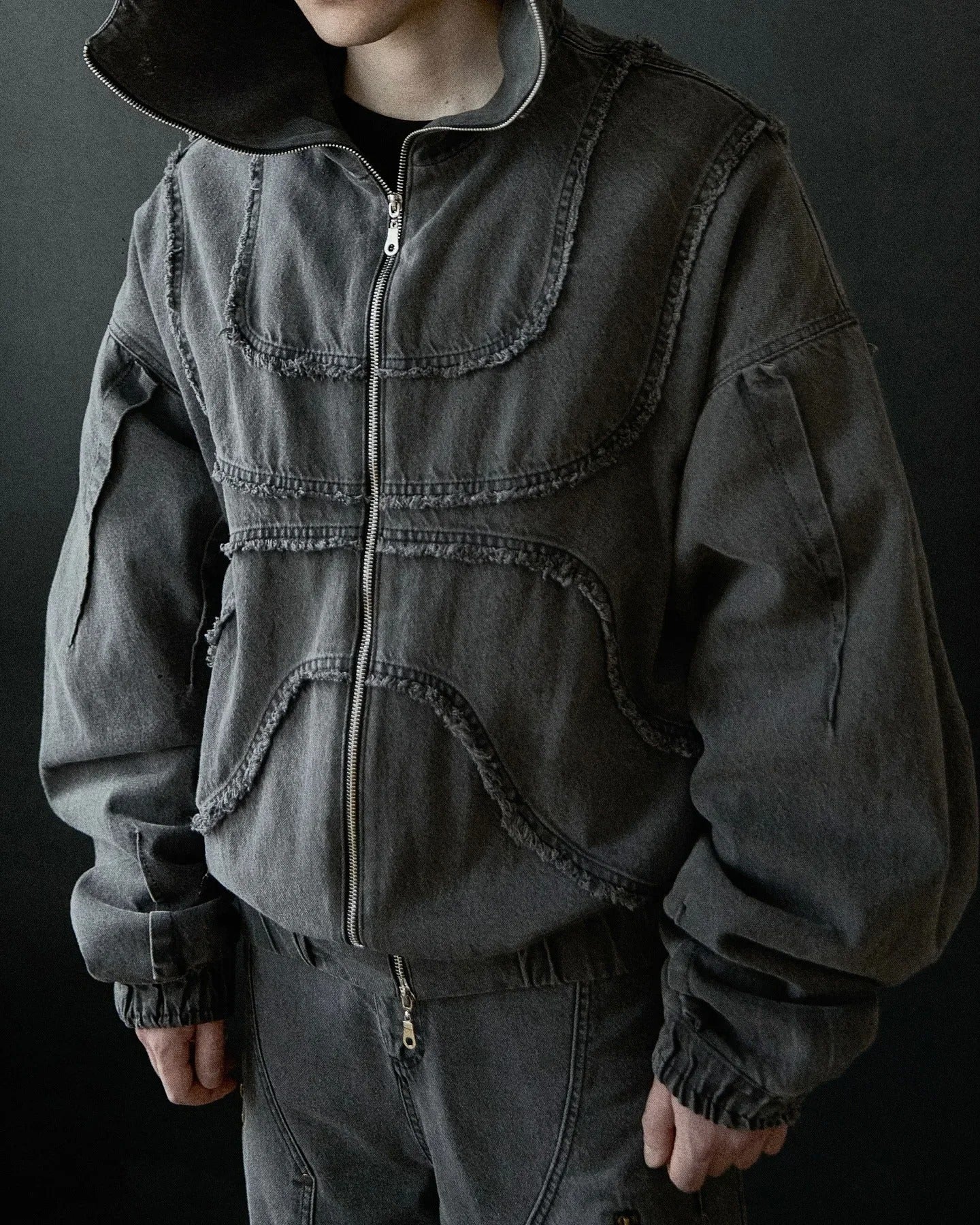 Abstract Men's Trendy Versatile Zipper Hooded Sweater