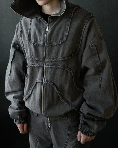 Abstract Men's Trendy Versatile Zipper Hooded Sweater