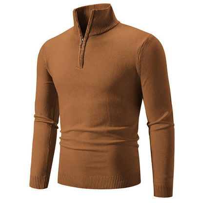Zip-up Turtleneck Pullover Men's Long Sleeved Sweater