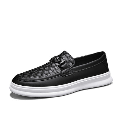 Fashion Retro Men's British Style Low-top Slip-on Small Leather Shoes