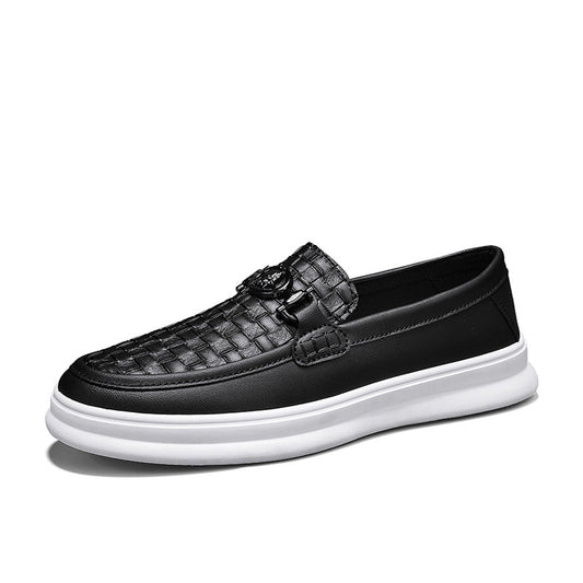 Fashion Retro Men's British Style Low-top Slip-on Small Leather Shoes