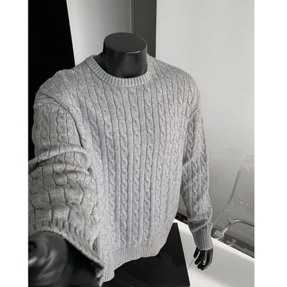 Retro Twist Round Neck Sweater Loose Casual Sweater