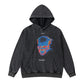 Washed Distressed Skull Graffiti Hoodie