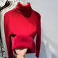 Fleece Turtle Neck Sweater Winter Warm Elegant Thick Knitted Pullover Tops Women's Clothing