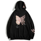 Plum Embroidered Fleece Hooded Sports Sweatshirt