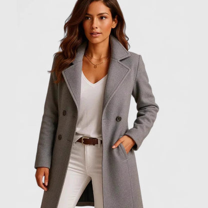 Single-breasted Mid-length Coat With Pockets Fashion Elegant Lapel Jacket Casual Long-sleeved Top Outwear Women's Clothing