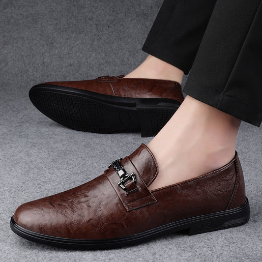 Gentleman Formal Wear Low-top Slip-on Cowhide Shoes