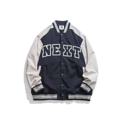 Colorblock Embroidered Baseball Jacket Unisex