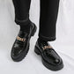 Men's Autumn Thick Bottom Crocodile Pattern Loafers Leather Shoes