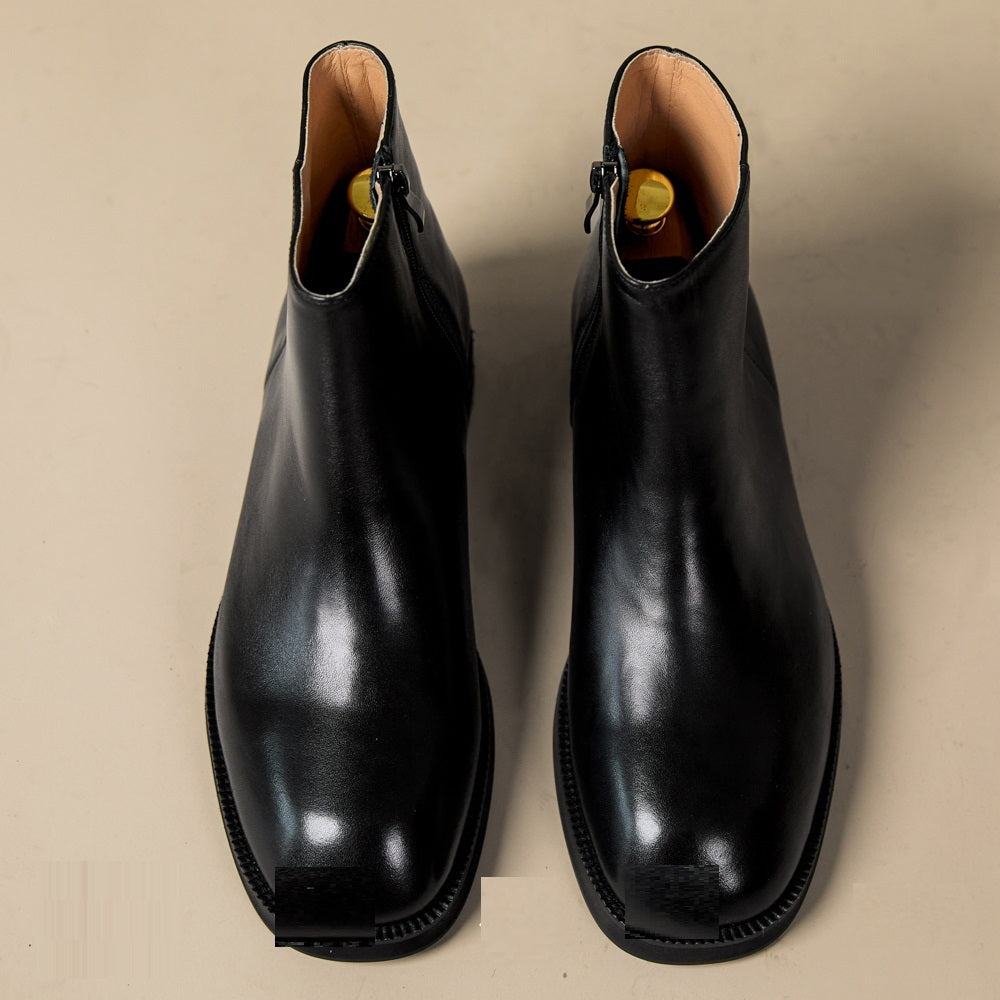 Men's Casual Square Toe Leather High-top Boots