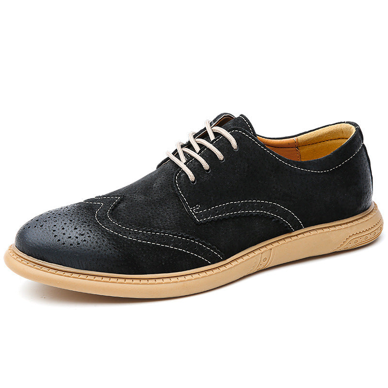 Business Formal Wear Genuine Leather Low Top Retro Lace Up Breathable Men's Shoes