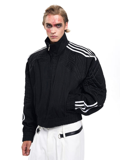 Men's Early Autumn Patchwork Stand-up Collar Cardigan Top Jacket