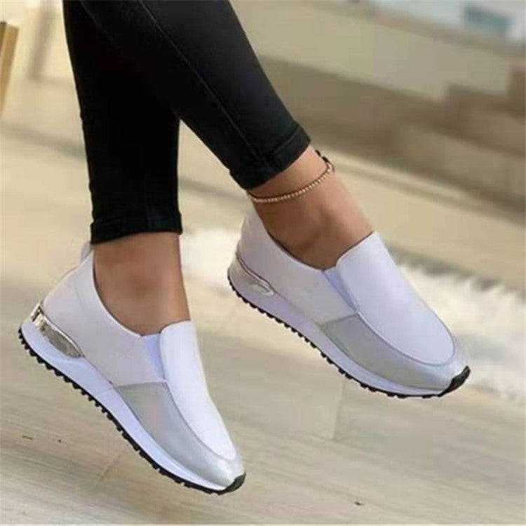 Ladies Low Top Round Toe Colorblock Plus Size Sneakers