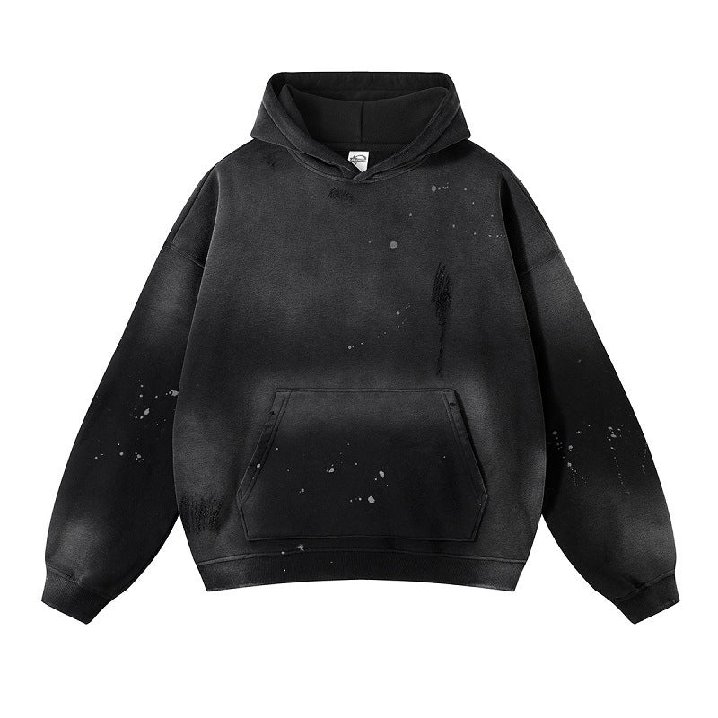 Splash-ink Washed Damaged Thickened Hoodie Sweater For Men And Women
