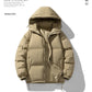 Men's Hoodie Coat Winter Fashion Solid ZIp-up Thickened Cotton-padded Jacket Casual Warm Outwear Top Clothing