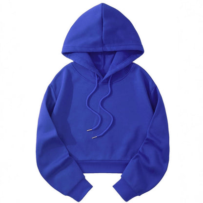 Autumn And Winter Fleece-lined Casual Short Cropped Hooded Sweatshirt