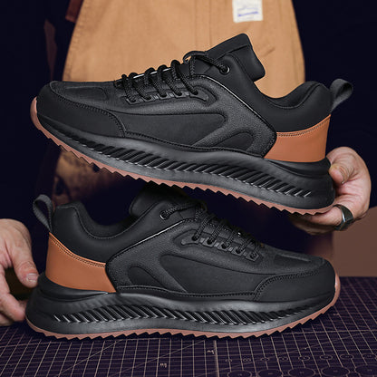 Men's Platform Lightweight Soft Sole Sports Leather Casual Sneakers