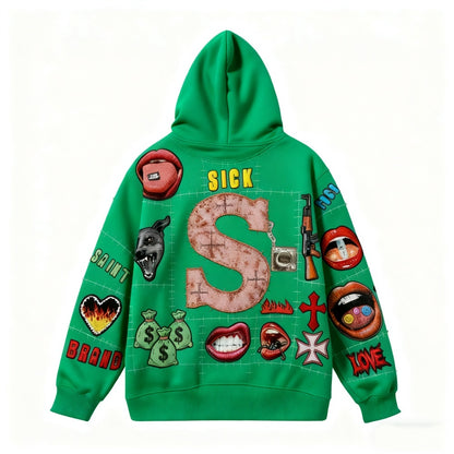 Men's Printed Long-sleeved Hooded Sweatshirt