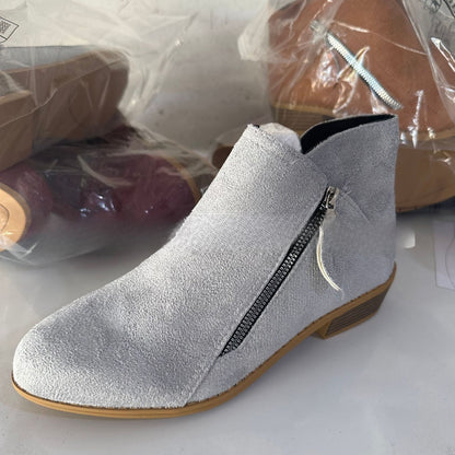 Chunky Heel Side Zip Mid-heel Ankle Boots