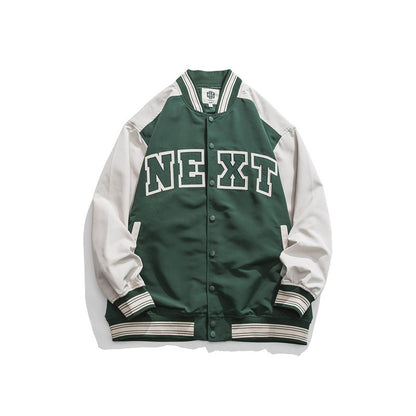 Colorblock Embroidered Baseball Jacket Unisex