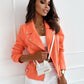 Zip-up Lapel Jacket With Pockets Ins Fashion Long Sleeve Short Tops Women's Clothing