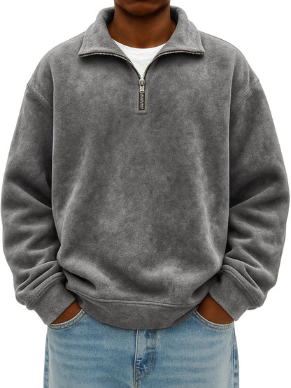 New Stand Collar Loose Drop Shoulder Men's Sweatshirt