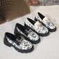 Plus Size National Style Muffin Platform Loafers Female Fashionable Golden Chain