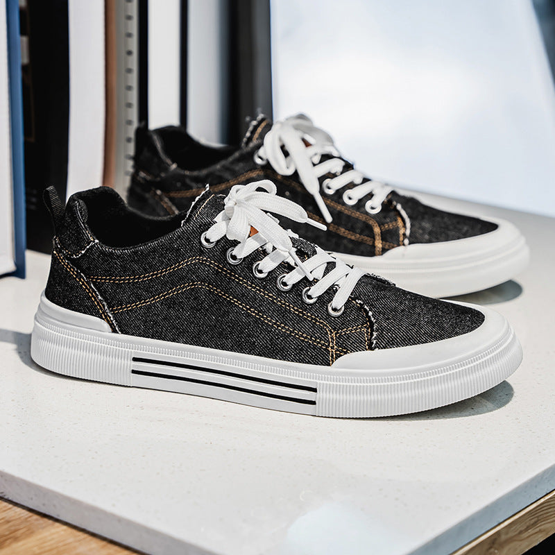 Men's Korean-style Fashion Plus Size Low-top Casual Denim All-matching Sneakers