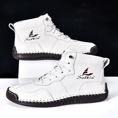 Leather Shoes High-top Retro Casual Boots