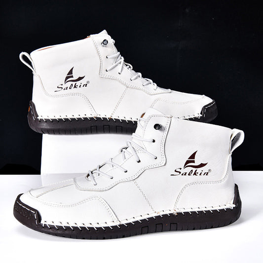 Leather Shoes High-top Retro Casual Boots